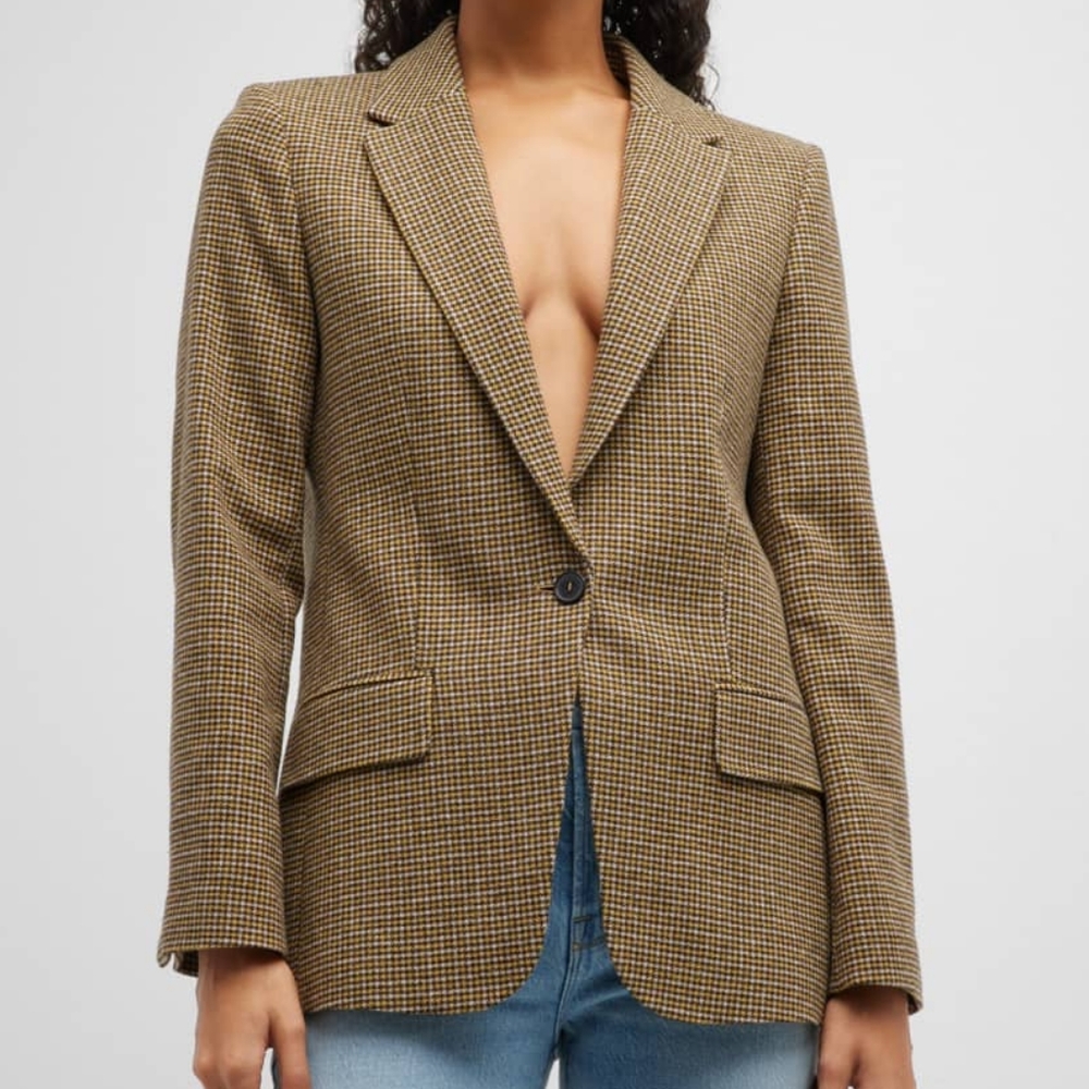 FRAME 70s Houndstooth Wool Blend Blazer 💕 Size 10